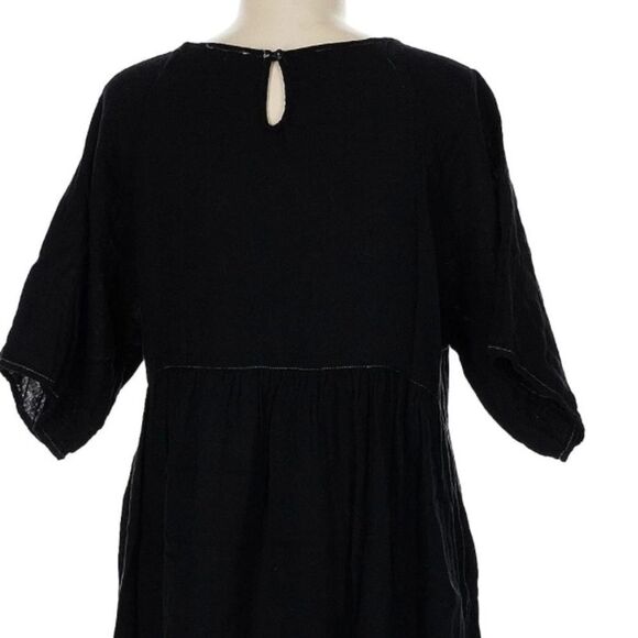Johnny Was Calme Raglan Tiered Dress Black Gauze Midi 100% Cotton Medium - Picture 5 of 7